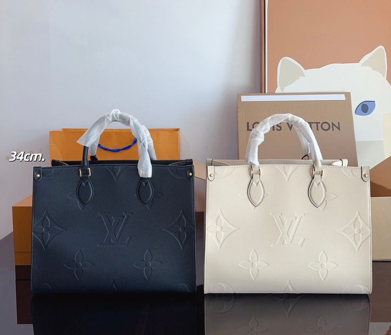 Louis Vuitton White Leather OnTheGo Handbag